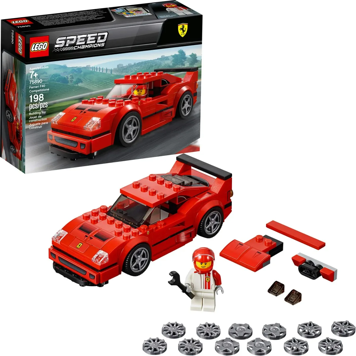 LEGO Speed Champions Ferrari F40 Competizione 75890 Ferrari Racing Driver Minifigura para mayores de 7 años Regalo de cumpleaños 198 Piezas