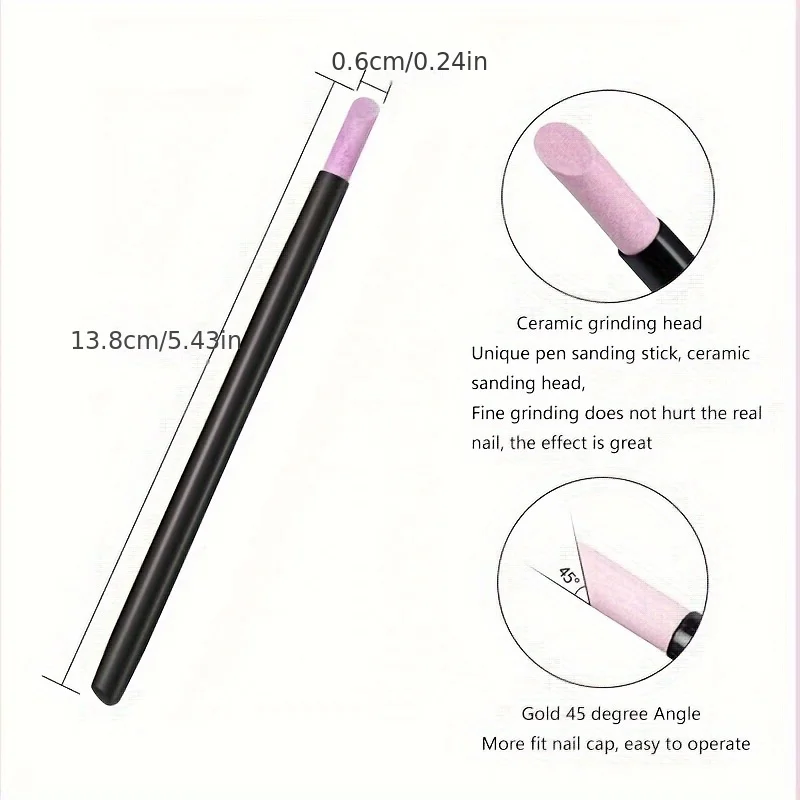 1/3PC Exfoliating stick Nail edge exfoliating tool Nail sanding Tool Engraving pen Sanding stone pen