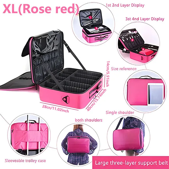 Professionele make-up case vrouwelijke reizen grote capaciteit schoonheid nagel toolbox cosmetische organisator koffers voor make-up opbergdozen