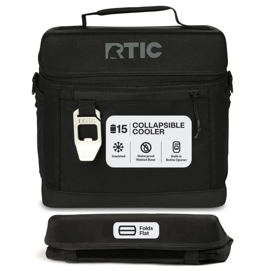 

15-Can, 16 Qt, Collapsible Soft Cooler with Bottle Opener, Black