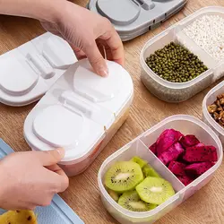 Double Compartment With Lid Food Dried Fruit Sealing Jar Multifunctional Kitchen Refrigerator Plastic Storage Jar