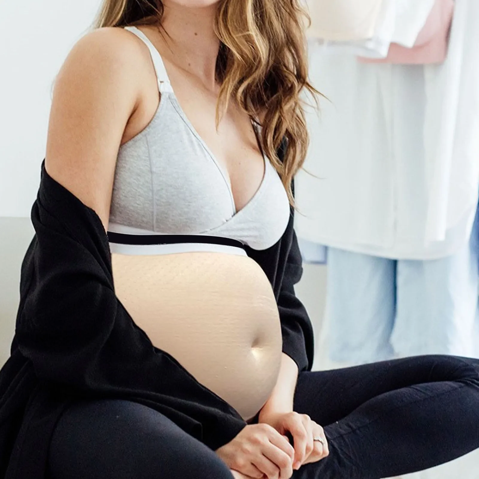 Fake Belly False Pregnant Tummy Cotton Fake Pregnancy Belly Breathable Soft Lightweight Fake Belly Bump for Role Play Unisex