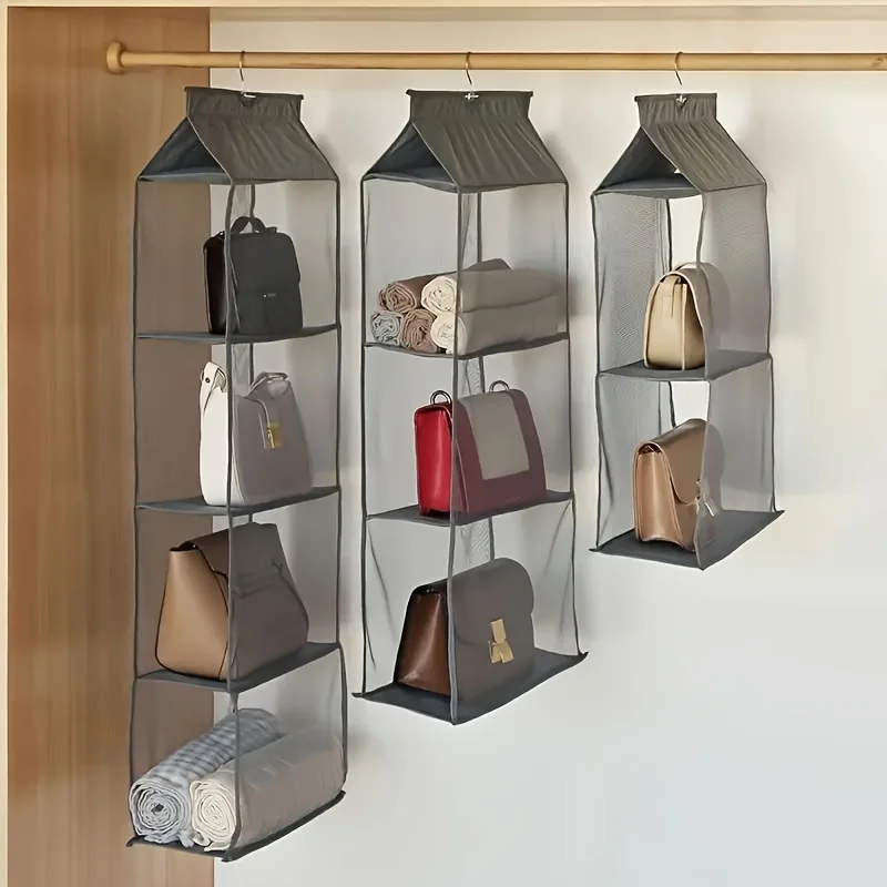 1pc Hanging Handbag Purse Organizer, Dust-proof Purse Bag Storage Holder For Wardrobe Closet