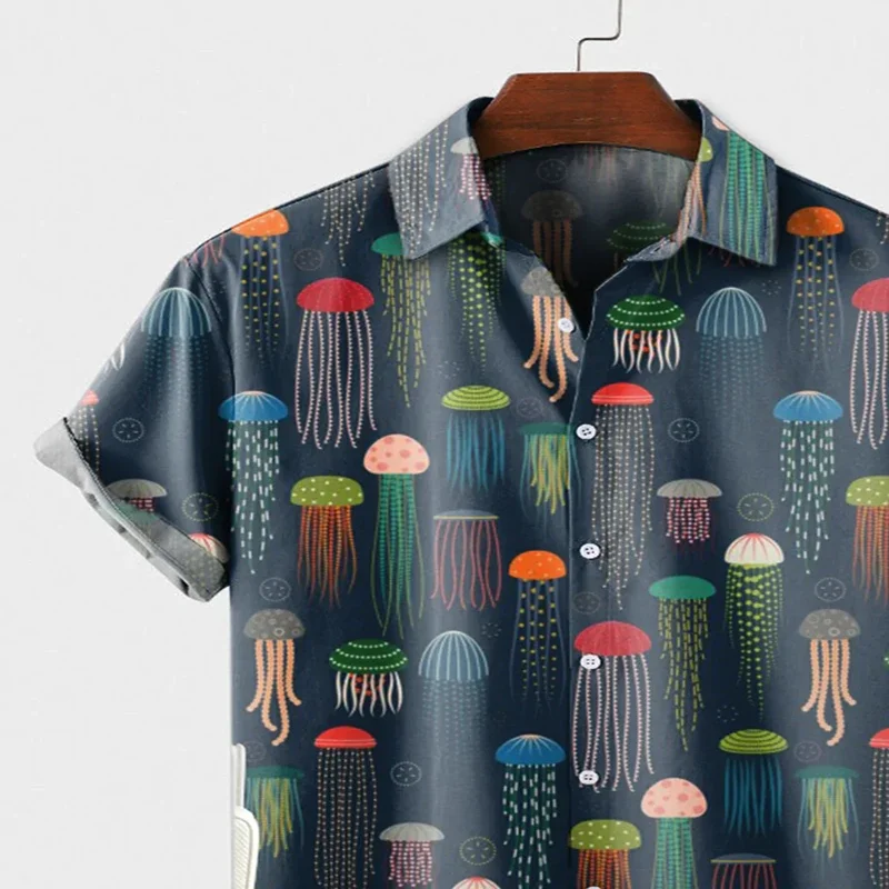 Marine Jellyfish Short Sleeve Shirt 3D All Over Printed Hawaiian Shirt for Men and Women Casual Shirt Unisex