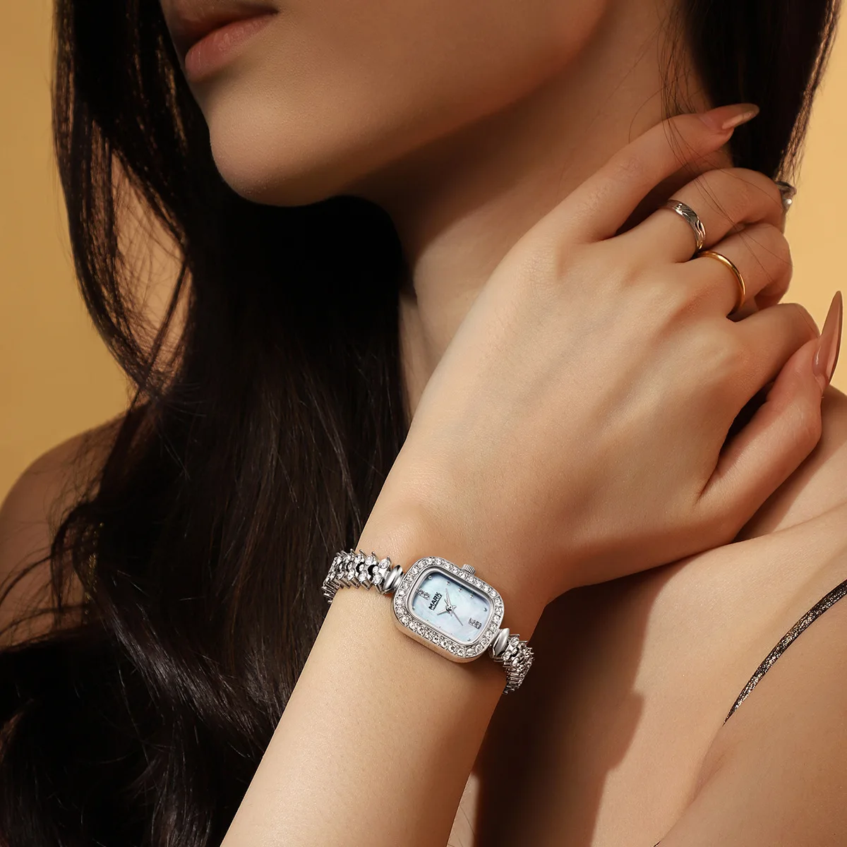 Mark Fairwhale Brand Luxury Silver Watch For Women Ladies Casual Crystal Bracelet Quartz Watch Creative Gift Relojes Para Mujer