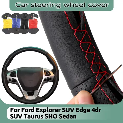 사용자 정의 맞는 포드 익스플로러 SUV 가장자리 4dr SUV 토러스 SHO 세단 자동차 핸들 커버 마이크로 화이버 가죽 미끄럼 방지