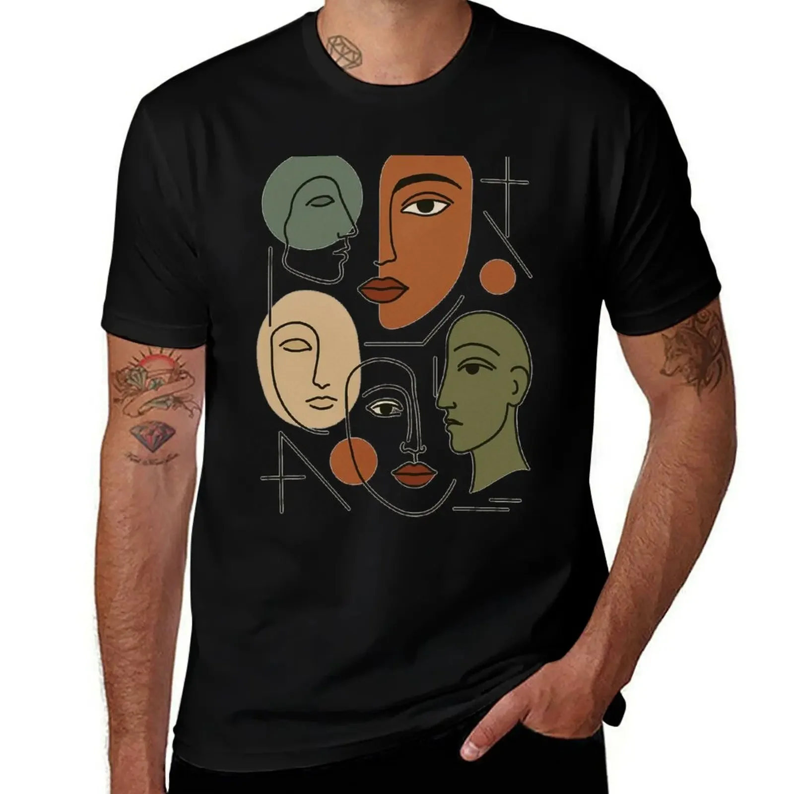 

Abstract Faces T-Shirt T-shirts man football t shirt Funny t-shirts men clothes