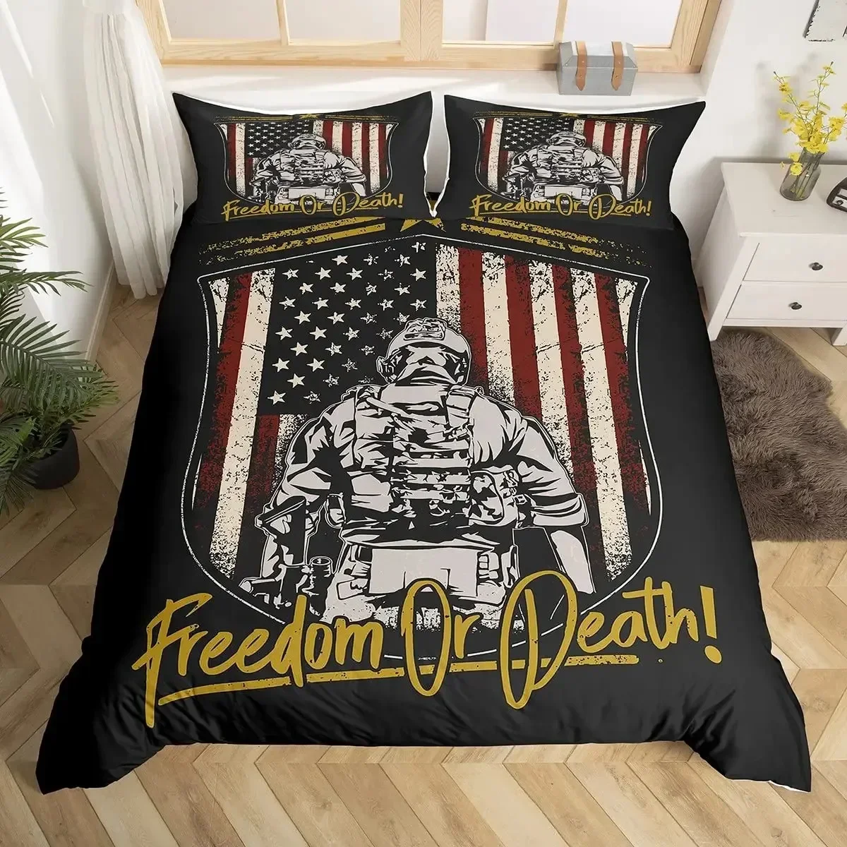 

Soldier Army Rifle Machine Gun Comfortable Duvet Quilt Cover Pillowcase Bedding Set Children Bedroom Decoration Home Textile