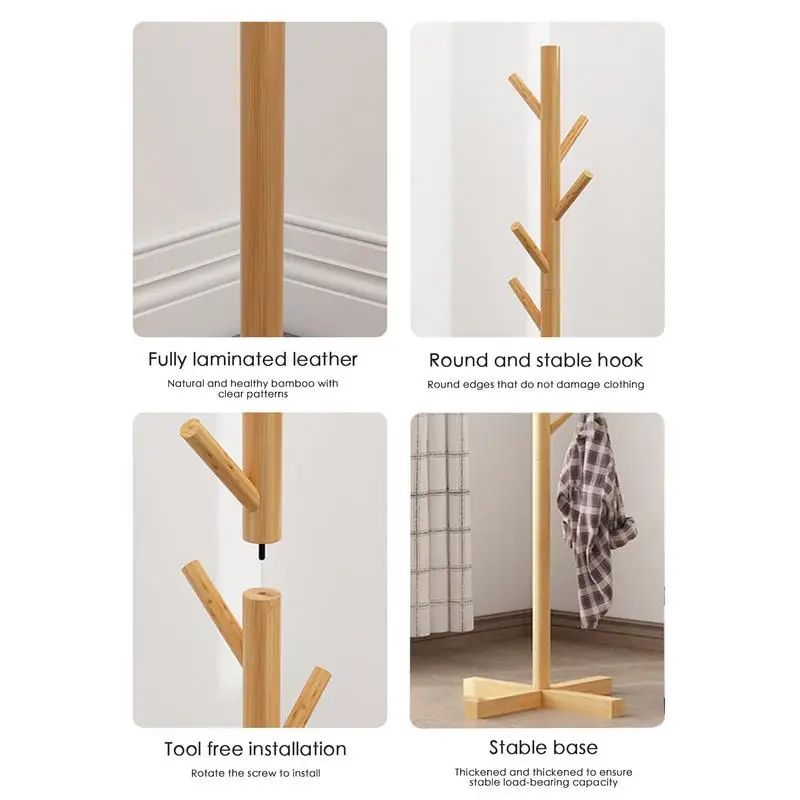 Floor Standing Clothes Rack Tree Branch Shape Multi Hook Convenient Coat Jackets  Rack for Home Living Room Clothing Storage