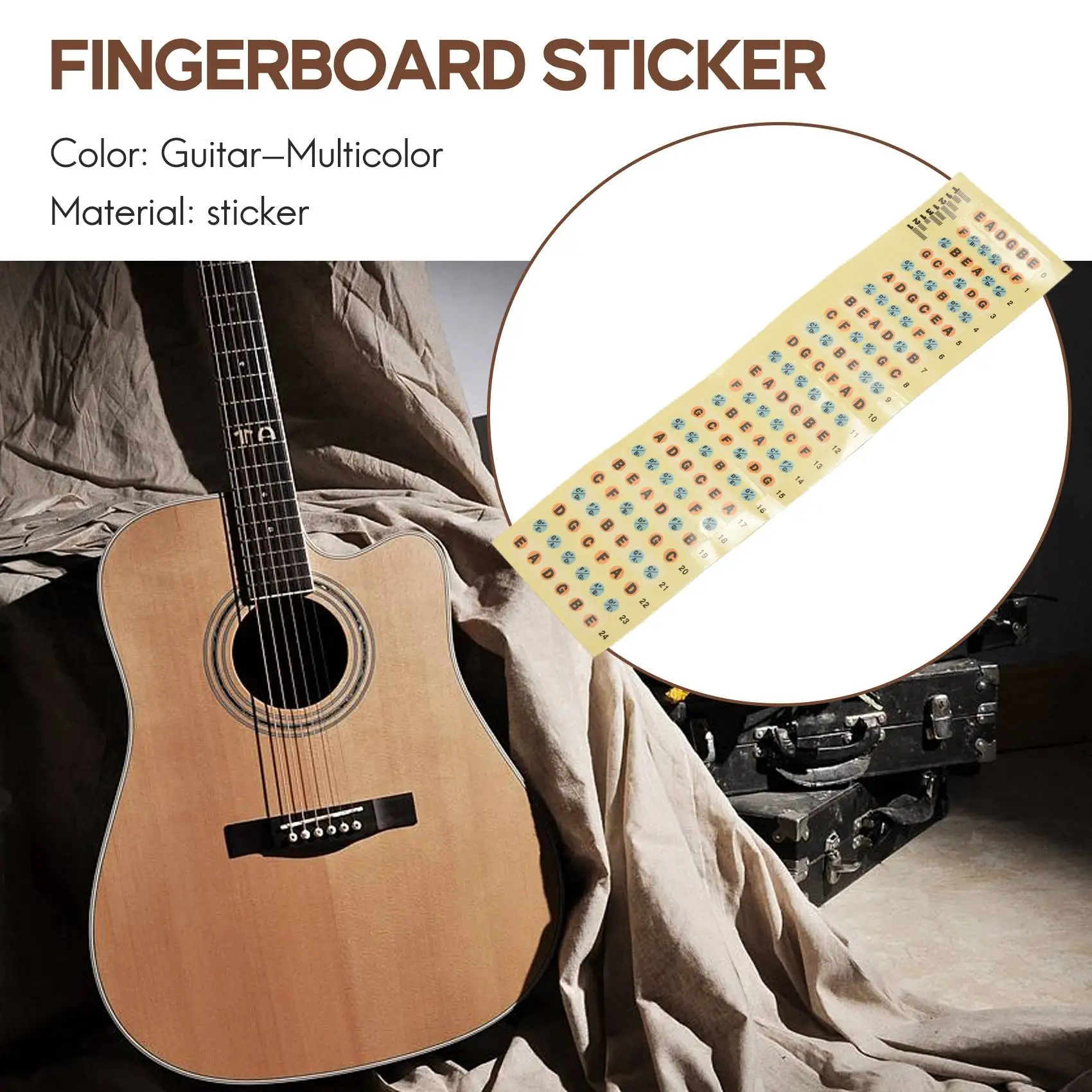 Guitar Fretboard Note Decals Fingerboard Frets Map Sticker for Beginner Learner Practice Fit 6 Strings