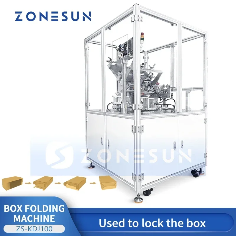 ZONESUN ZS-KDJ100 Automatic Lock Bottom Cartoning Machine High Speed Cardboard Box Forming Machine Cartoner Packaging Line