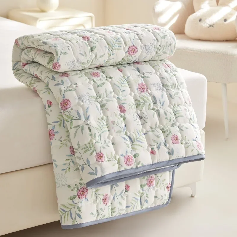1PC Waterproof Mattress Protector with Elastic Bands Plaid Floral Design Mattress Protector Suitable for Bedroom Guest Room 매트리스