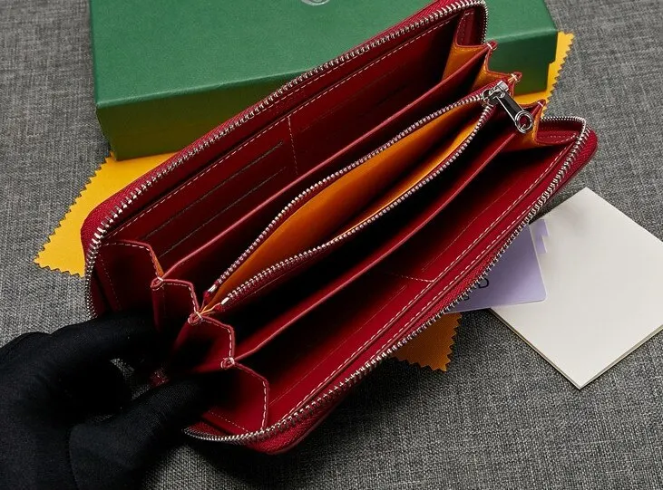 

upgraded version of leather and inside cowhide long zipper wallet luxury long multi compartment wallet