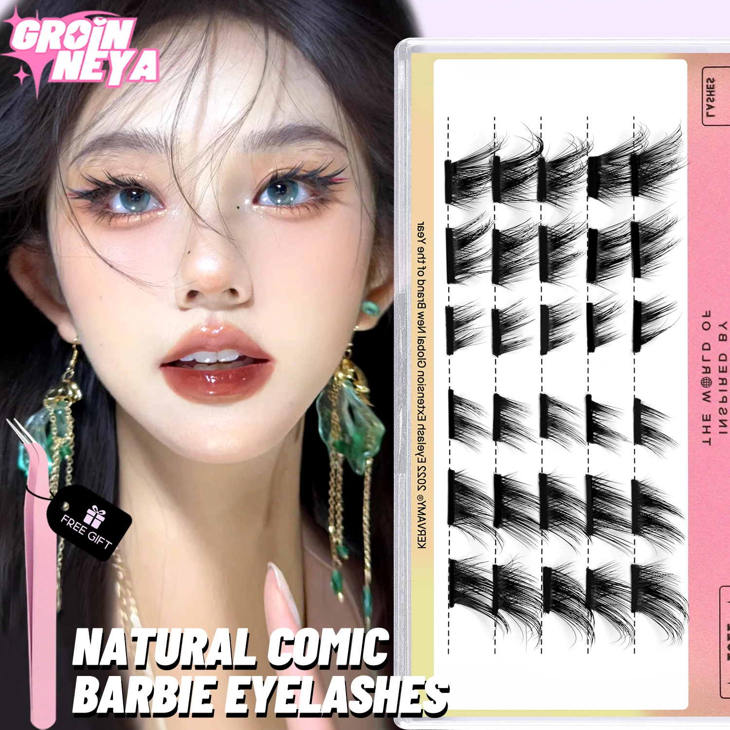 Lasvirey DIY Lash Clusters Kit Natural Cat Eye Lashes Individual Eyelashes Full Set Lashes 3D Faux Mink Lashes Extension Makeup