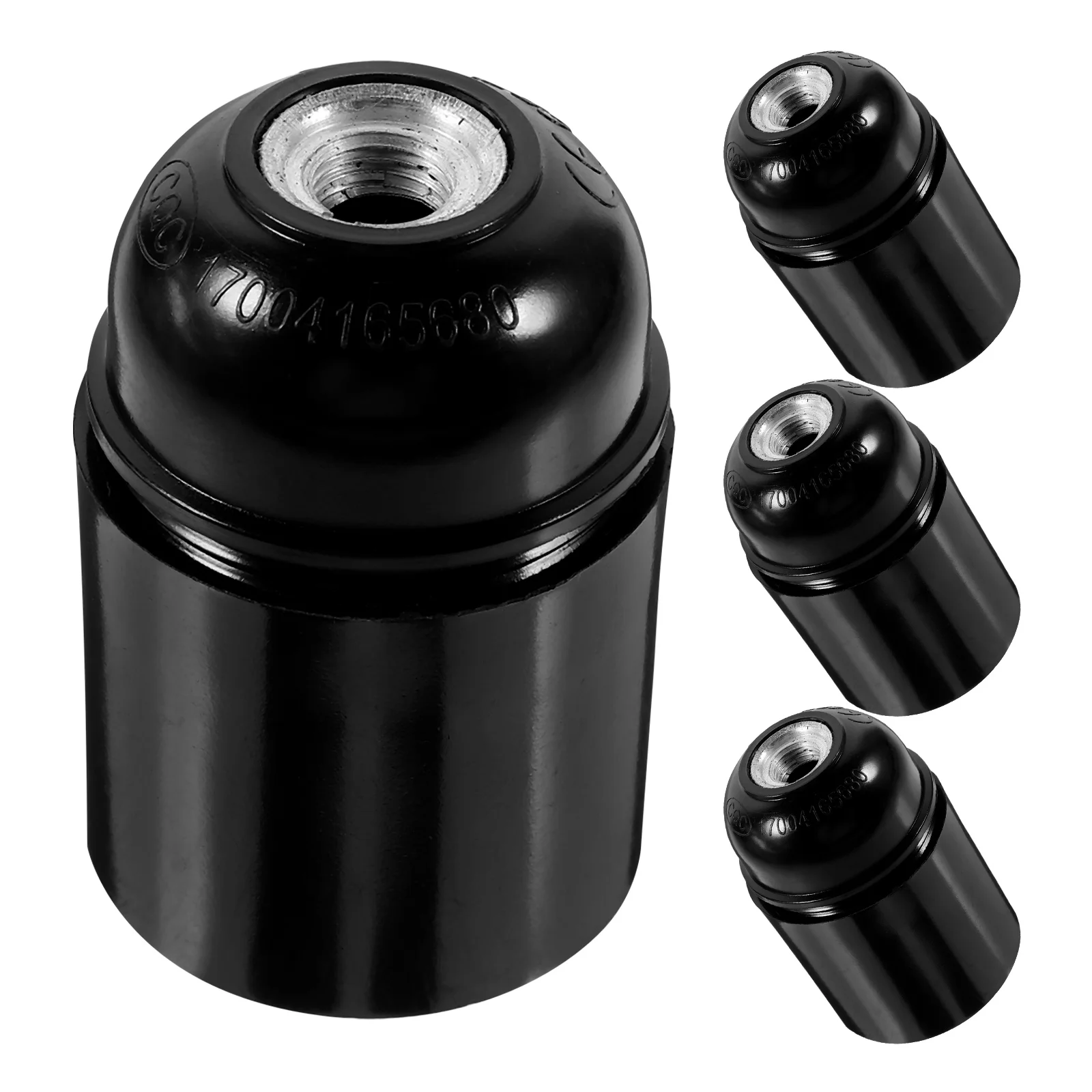 

4pcs E27 Lamp Holder Black Plastic Socket Base Durable Light Bulb Fixture Replacement Parts Household Lamp Socket