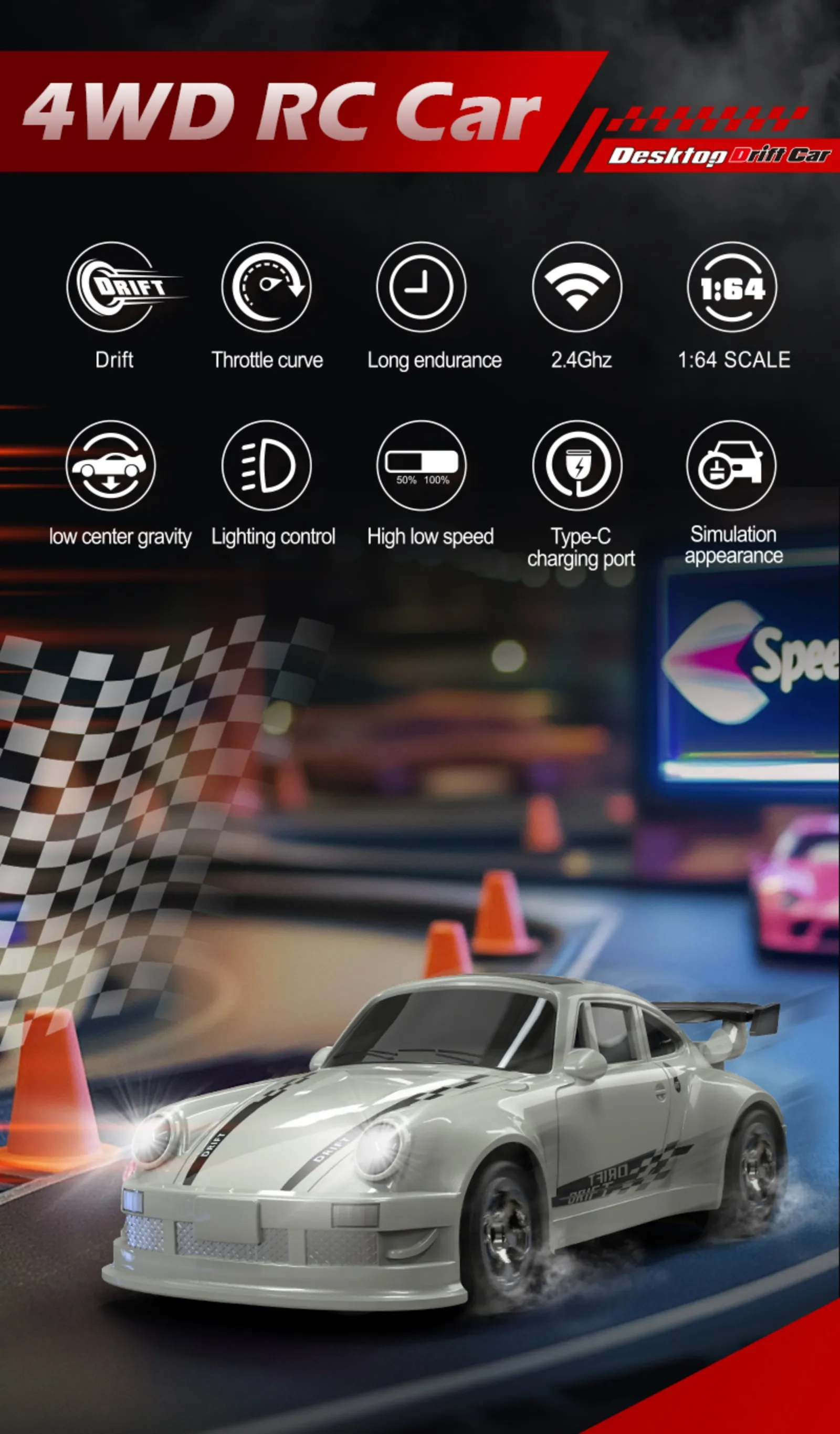 KF20 1:64 Mini RC Drift Car – detail image 4