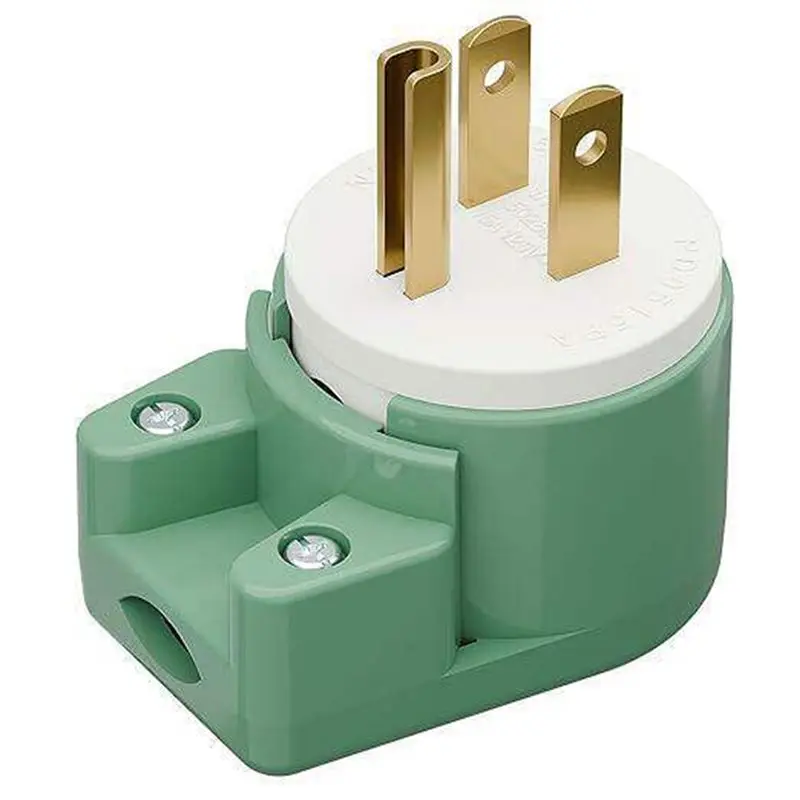 DTB7 90 Degree Angled NEMA 5-15P Plug 15A 125V Screw Terminal Wiring US Plug, Right Angle 3-Prong Grounded Replacement