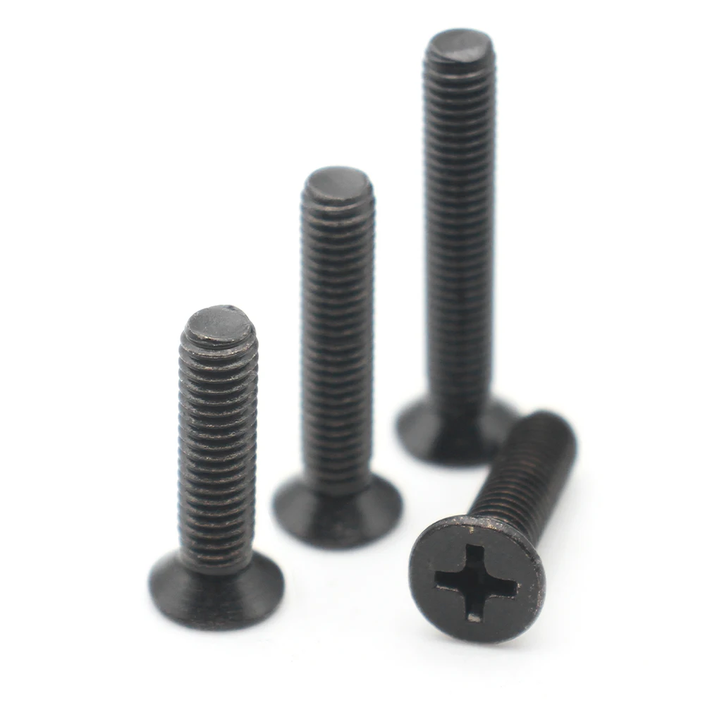 

5-50pcs M1.6 M2 M2.5 M3 M4 M5 M6 M8 Black 304 Stainless Steel Phillips Flat Countersunk Bolt Screw Length:3mm-60mm