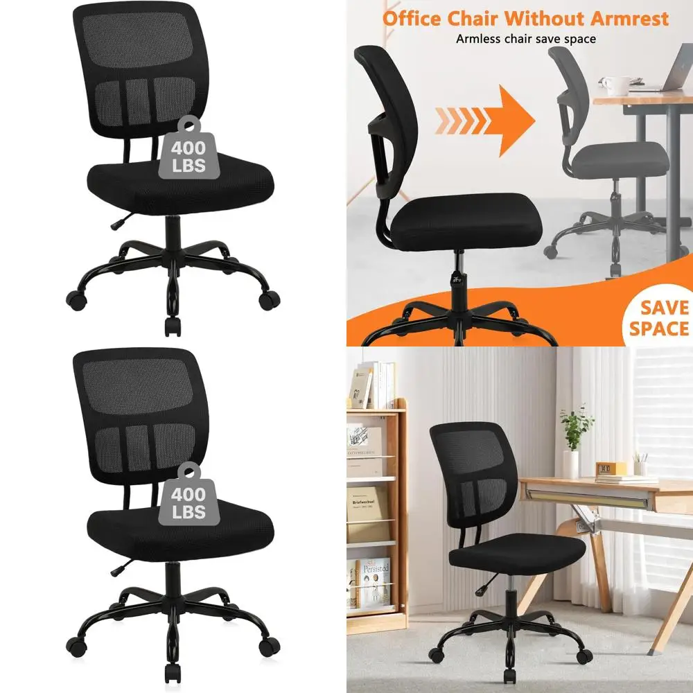 

Ergonomic Mesh Office Chair with Armrests, Adjustable Height, Lumbar Support, and Swivel Wheels for Comfortable Desk Use