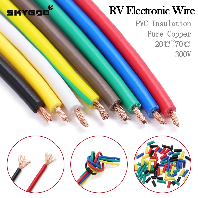 1/3/5/10m RV Copper Wire PVC Electrical Extension Cable Single core multi strand Hookup Building Wire For Car Audio Wires Motor