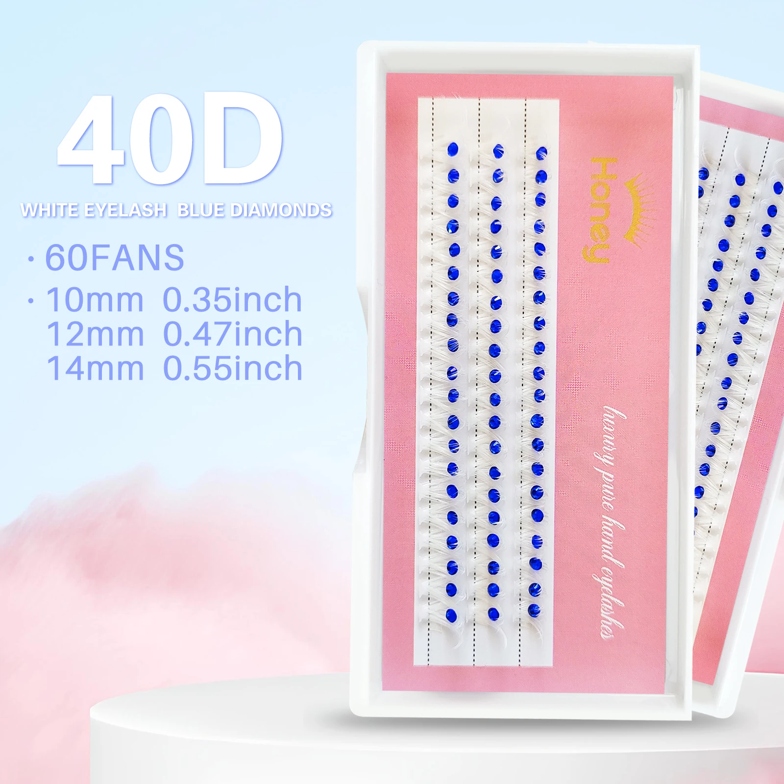 น้ําผึ้งขนตา 40P Cluster Eyelashes ขนตาสีขาว DIY Diamond False Lash ผสมความยาว