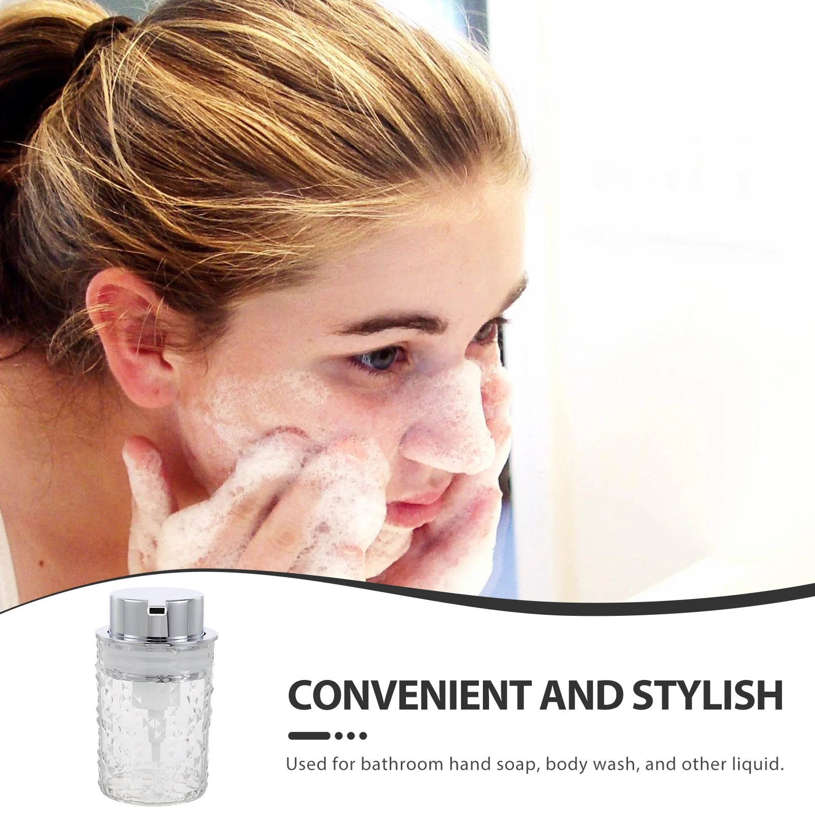 ขวดโฟมใสแบบเติมได้ ขวดแก้วใส่น้ำสบู่เหลว สำหรับห้องน้ำ ห้องครัว พร้อมหัวปั๊มโฟม