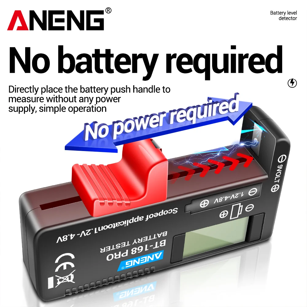Universal Battery Tester ANENG BT-168 PRO Capacity Checkered Load Analyzer Battery Digital Tester 9V/AAA/AA Button Cell Tester