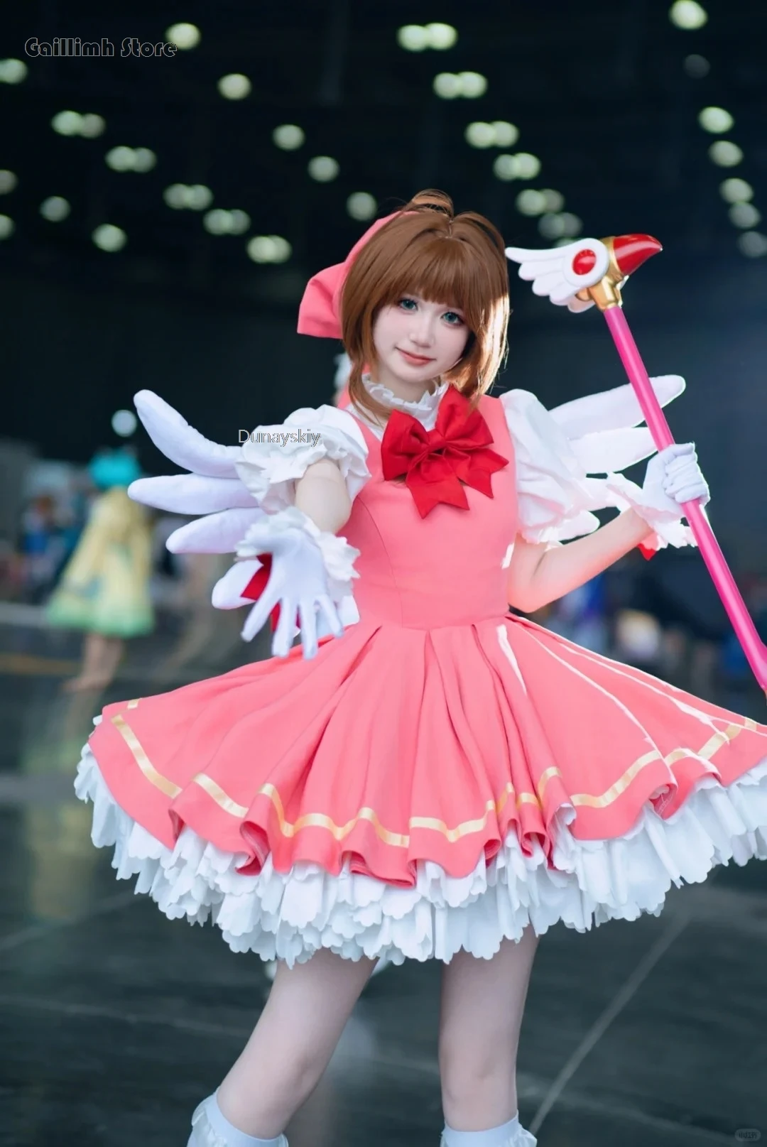 Anime Cardcaptor karta sakury Captor Cosplay Kinomoto Sakura peruka przebranie na karnawał różowa sukienka Lolita Halloween fantazyjna kostium imprezowy