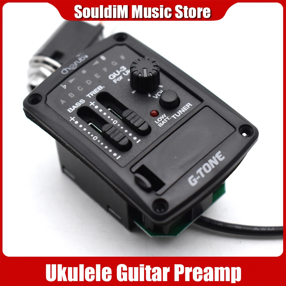 Cherub GU-3 /UK300T/UK2000  Acoustic Ukulele Preamp System 2/3Band EQ for Ukulele with Chromatic Tuner Ukulele Pickup