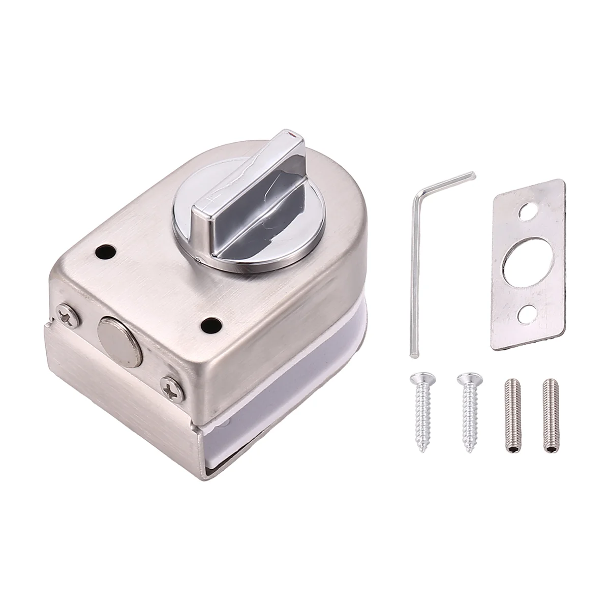 Glass Sliding Door Latch Lock Non-Apertured Stainless Steel Glass Door Lock for Shower Room Bathroom Accessories