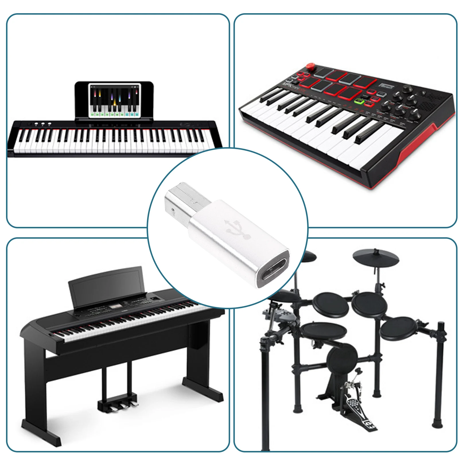 

Type-C To Usb Adapter For Electric Piano Drum Mixer Aluminium Alloy Female To Male Audio Converter Durable Laptop Cable