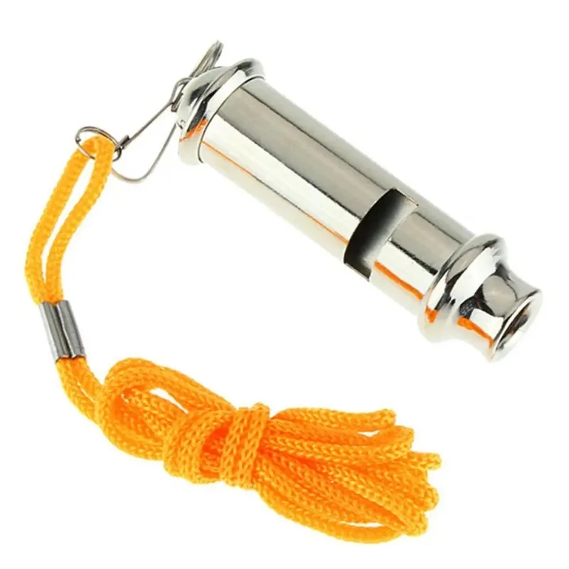 1PC Stainless Steel Emergency Survival Whistle Silver Metal Whistle with Lanyard Training Warning Security for Traffic Whistle