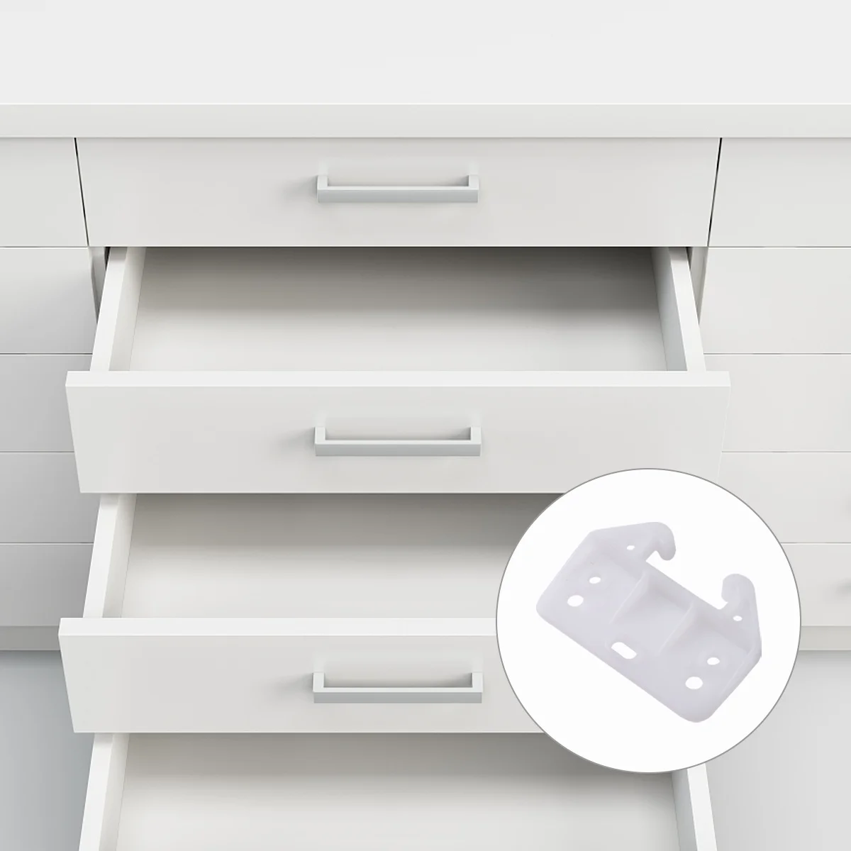 

100pcs 7 Hole White Drawer Track Guide Furniture Back Plate Bracket for Indoor Office Bathroom Cabinets Display Wardrobes