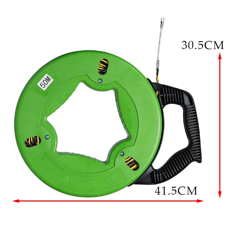 4.5mm 30/40/50M Cable Puller Fiberglass Fish Tape Reel Puller Conduit Ducting Rodder Green Electrical Wall Wire Fast Wire Puller