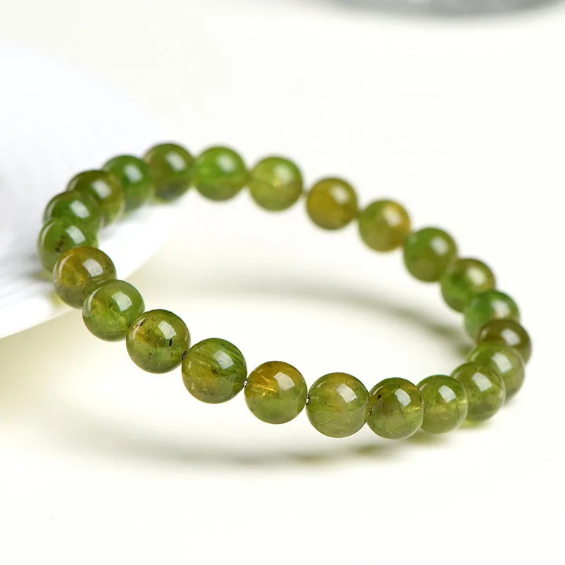 

Natural 7A Grade Green Tourmaline Bead Bracelet for Women Genuine Energy Gemstone Handmade Elastic Hand Jewelry