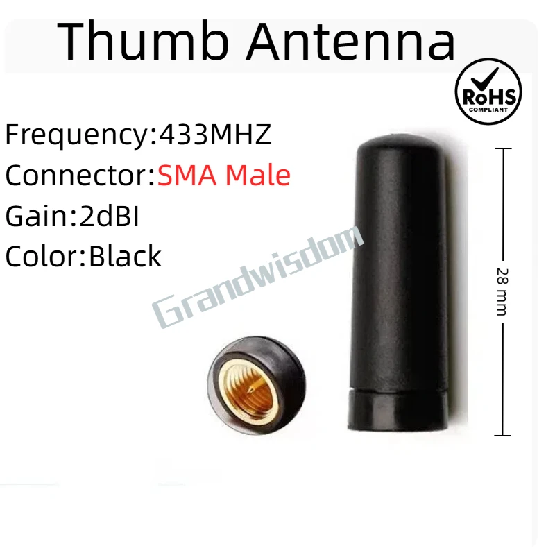 10 Stück/Lot 433MHz Antenne Mini 2dBi SMA-Stecker für LoRa-Antenne und externes Pigtail-Kabel für RF-Modul für LoRaWAN – Detail 3