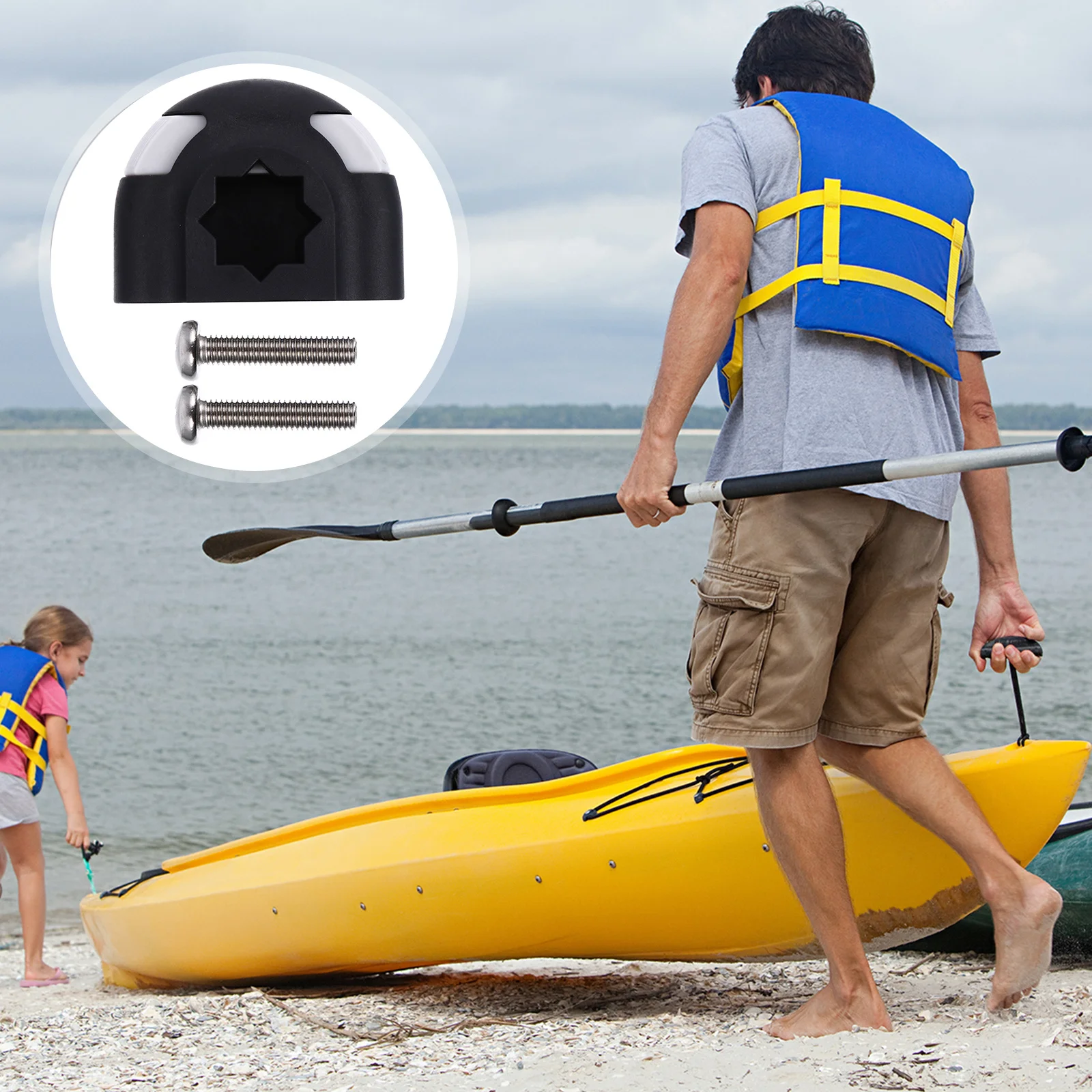 

1Set Multi-Functional Kayak Base Superior Quality Materials Durable Easy Install No Permanent Holes Fishing Rod Paddle Holder