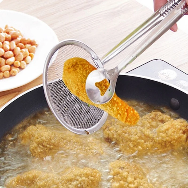 NEW SALE Filter Spoon with Clip Stainless Steel Colander Oil-Frying Filter Fried