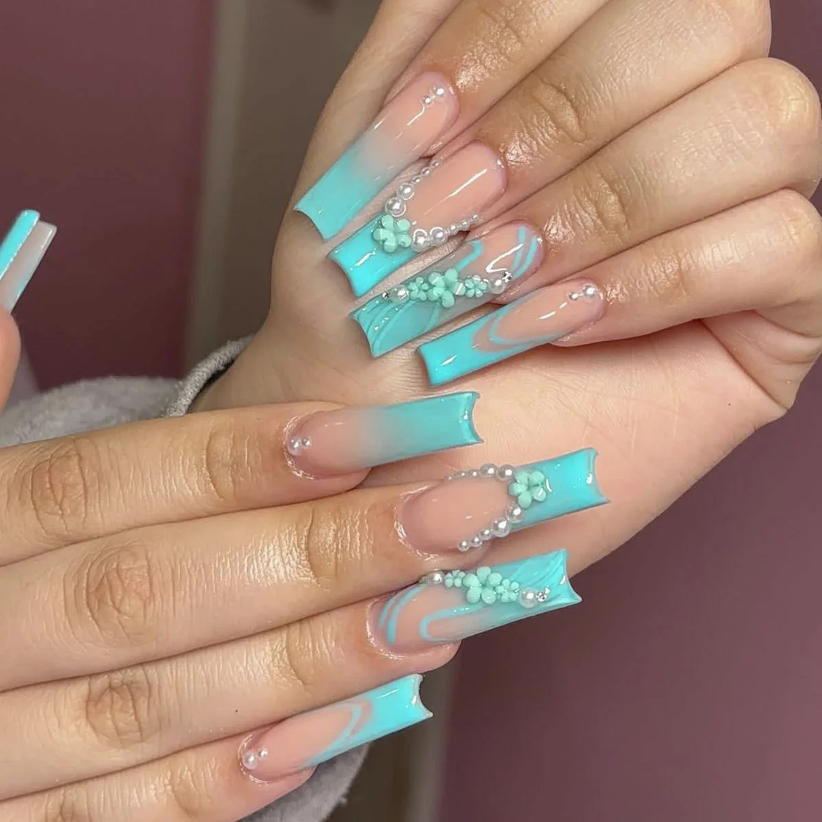 24 قطعة الفرنسية الأصفر التدرج الزهور يمكن ارتداؤها التابوت وهمية مسمار نصائح طويلة راقصة الباليه الأظافر كاذبة اضغط على رسومات أظافر مانيكير