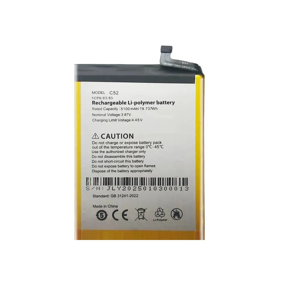 For Cubot C52 5100mAh Mobile Phone Battery Premium Replacement Environmentally Friendly