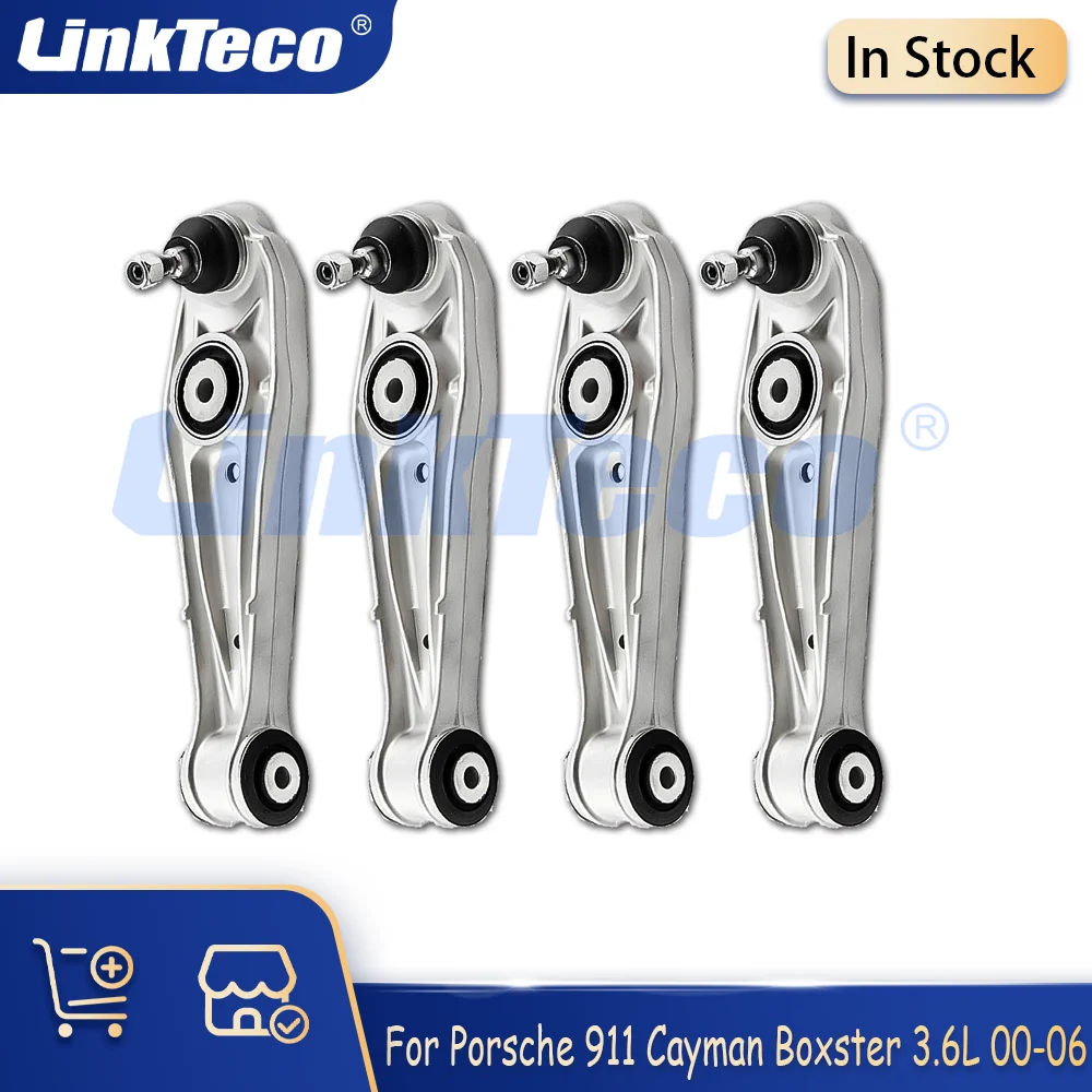4-Piece Front & Rear Lower Control Arms Set Fit 3.6 L M97 M96 MA1 For Porsche 911 Carrera Cayman Boxster 718 BOXSTER 3.6L 00-06