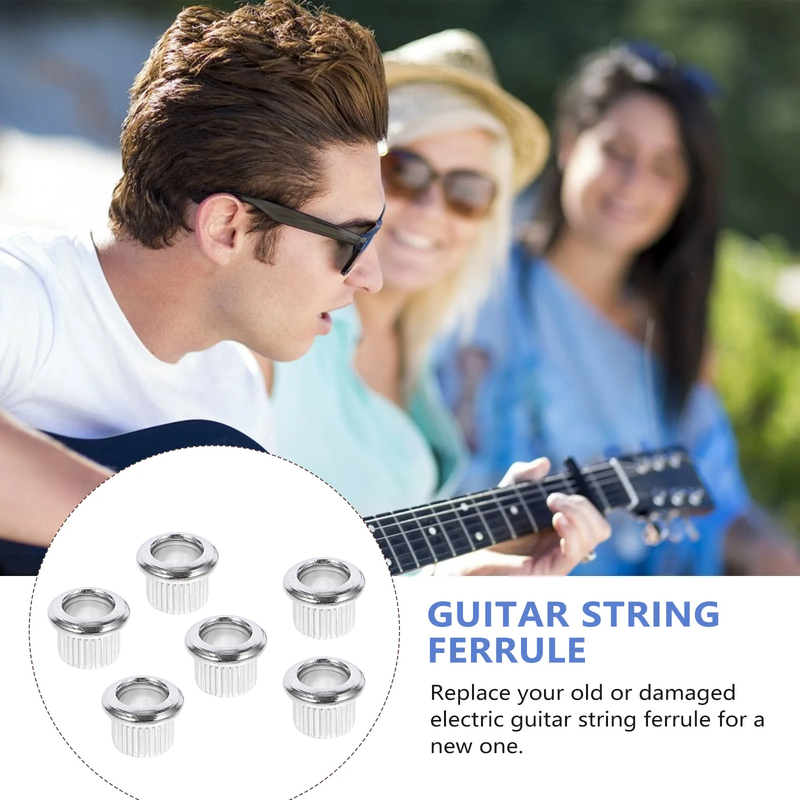 

6pcs Guitar String Ferrule Replacement Metal Tuning Peg Adapter For Electric Bass Guitar Conversion Bushings Fixing Parts
