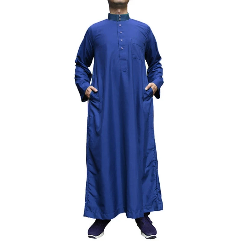 Abaya Islam Men Robe abiti musulmani Djellaba Homme moda camicie di colore solido abito arabo abbigliamento etnico da uomo regalo