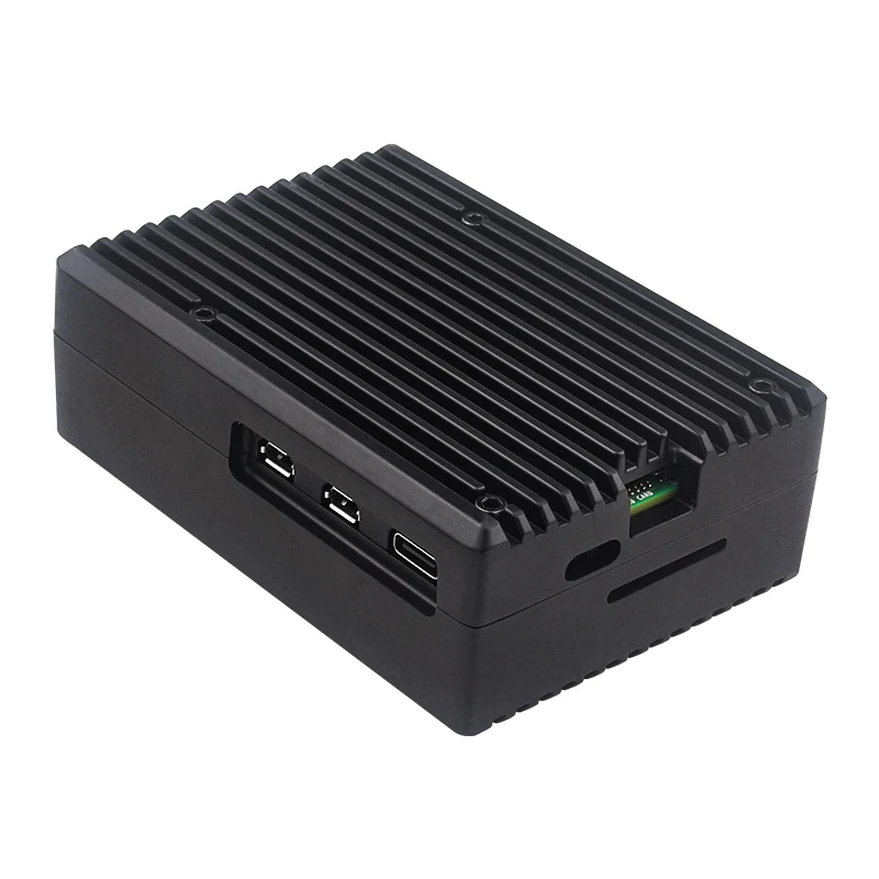Raspberry Pi 5 Aluminum Case Passive Cooling Shell with Silicone Heat Sinks Switch Button Silent Heat Dissipation for RPI 5 Pi5