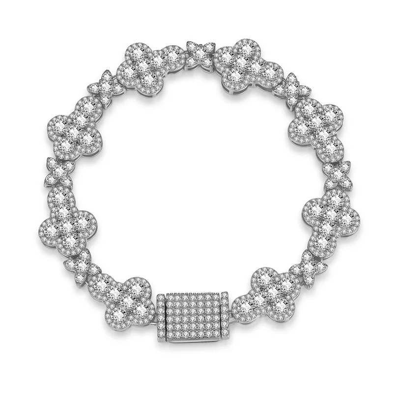 

Cross-border European and American hip-hop 10mm cross star 952 pure silver full moissanite bracelet for women, high-end access