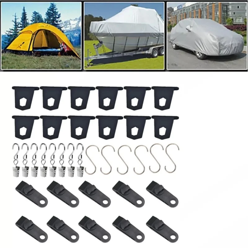 

36pcs RV Awning Rail Hanger Hooks Camping Tent Clamp Tarp Clips Buckle Motorhome Caravan Camper Part For Fiamma Thule Omnistor