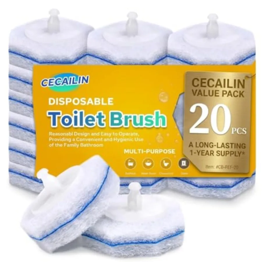 20pcs Disposable Toilet Brush Refills, Toilet Bowl Cleaner Refill Pads, Compatible with Most Toilet Cleaning Wands, Replacement