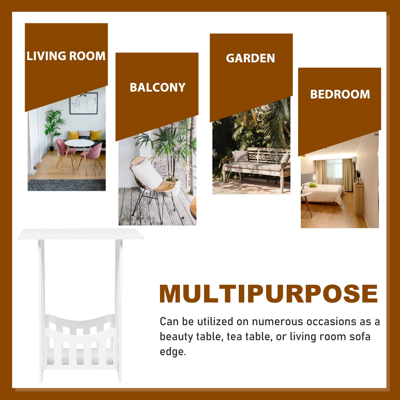 สีขาวโต๊ะท้าย 2 ชั้น Boho Minimalist Home Decor แคบ Nightstand ชั้นวางของ BedMinimalist Home Decor ชั้นวางขนาดเล็ก