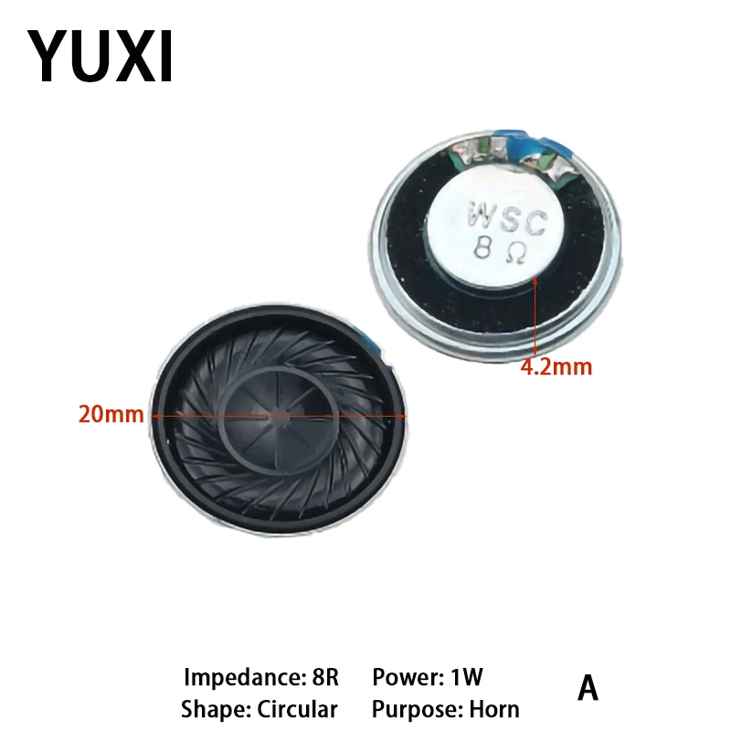 YUXI 1Pcs Speaker For 8R 1W Round20/23/26/32/36mm Oval 20 * 10 * 4mm/22 * 9 * 4mm Small Speaker Intercom Loudspeaker Spare Parts