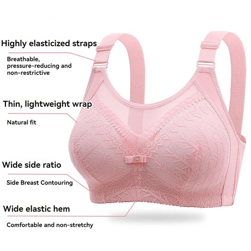 New Large Size Non-Steel Ring Back Bras Push Up Underwear Comfortable Breathable Sexy Lace Side Collection Adjustable Brassiere